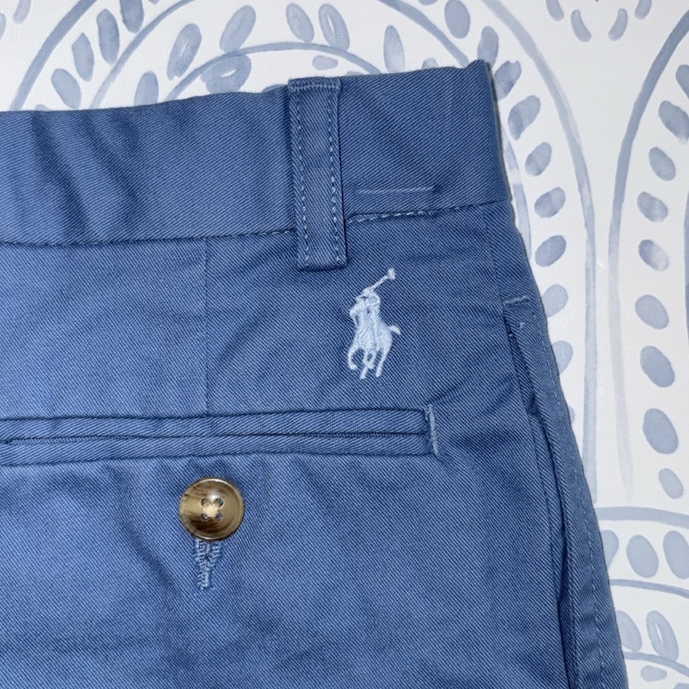 New Polo by Ralph Lauren Boys Classic Blue Chino Flat Front Shorts NWT - Picture 3 of 5
